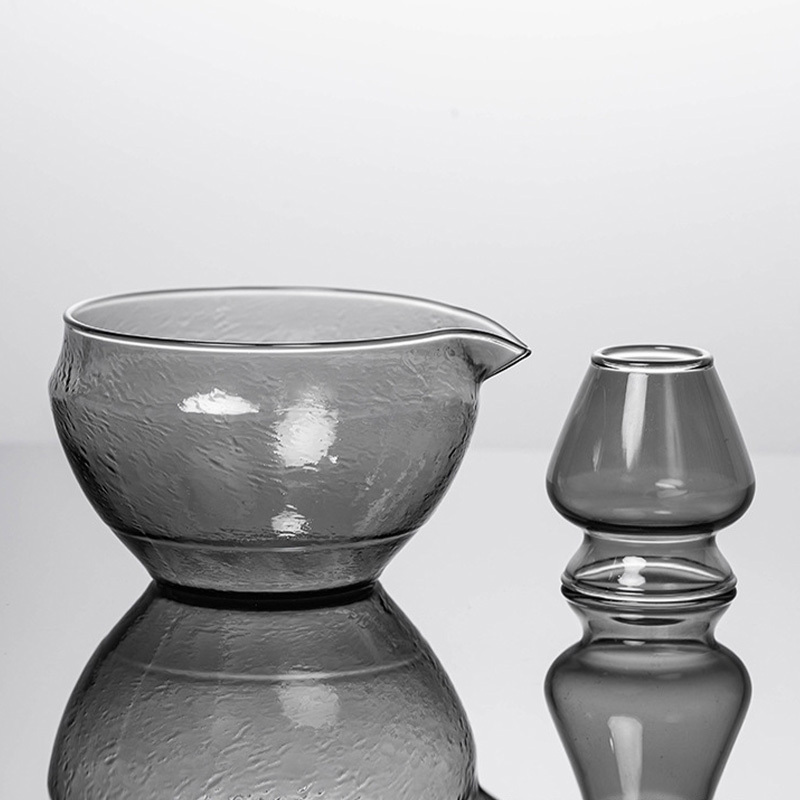 Texture Black Glass Chawan Set