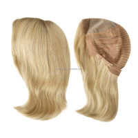Perruque blonde à racines foncées de 9 pouces MT12, 100 % cheveux Remy chinois, Lace Front Mono Top, dentelle transparente, perruque en cheveux humains