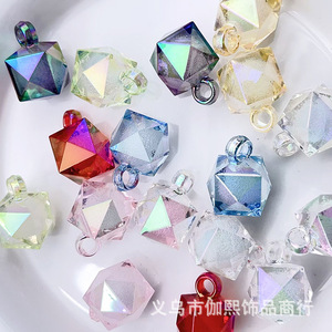 Perles en forme de cube de cristal 16 mm, facettées, motif bulle océanique, trou de suspension, pour la fabrication de bijoux, pendentif de voiture, accessoires DIY, en résine - Product Image 5