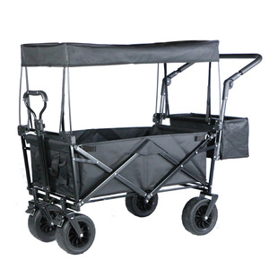 Wagon utilitaire extérieur pliable pliable en PE robuste vente en gros tout chariot avec auvent Oxford 600D noir rouge coloré - Product Image 2