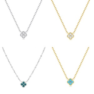 Commercio all'ingrosso della fabbrica di lusso quattro foglie di trifoglio <span class=keywords><strong>collana</strong></span> di orecchini anello anello in argento Sterling per le donne ragazza Set di gioielli - Product Image 1