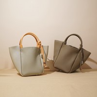 Sac seau pliable en cuir grainé litchi, imperméable et léger, avec poignée nouée ouverte, sac à main pour filles, idéal pour le quotidien, le shopping, le bureau et la plage