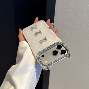 เคสโทรศัพท์มือถือลายการ์ตูนโบว์วิบวับสำหรับ iPhone 17 Air 16 15 14 Pro Max น่ารัก พร้อมกรอบกล้องรูปหูแมว KT ประดับเพชร ฝาหลังน่ารัก - Product Image 6