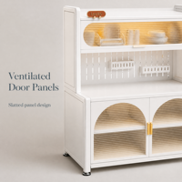 Armoire de rangement moderne en acier pour vaisselle avec portes et étagères réglables pour salle à manger et buffet de cuisine