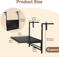 Table de balcon pliante en métal, mobilier d'extérieur, double usage, hauteur réglable sur 4 niveaux, haute stabilité pour terrasse