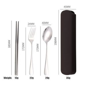 New Student Outdoor Portable 304 Stainless Steel Spoon Chopsticks and <b>Fork</b> with Packaging Box Tableware Set with Custom LOGO - Product Image 4