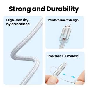 Câble <span class=keywords><strong>USB</strong></span> de charge rapide UGREEN <span class=keywords><strong>3</strong></span>-en-1 avec connecteurs Type-C, Micro <span class=keywords><strong>USB</strong></span> et <span class=keywords><strong>Lightning</strong></span>, certifié MFi, en nylon tressé pour iPhone 17, 16, 15, 14 Pro Max - Product Image 3