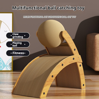 Griffoir pour chat en sisal sphérique, design moderne Noël/Halloween, écologique, antidérapant, base en bois durable, pour intérieur, mural, carton