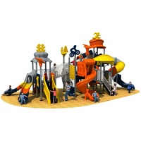 Équipement de terrain de jeu extérieur pour enfants sur le thème du football, avec toboggan multi-niveaux, toboggan spiralé et toboggan tubulaire pour jardin et parc