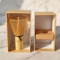 Fouet à Matcha en Bambou Naturel de Qualité Supérieure à 100 Dents avec Gravure de Logo Personnalisée et Coffret Cadeau pour la Vente au Détail (Vente en Gros)
