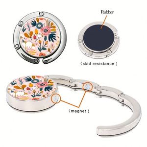Folding Round Bag <b>Hook</b> Table-side Handbag Hanger with <b>Adhesive</b>-backing - Product Image 2