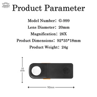 GUANYIDA Compact LED Pocket Handheld Magnifier with Acrylic 10mm Lens for Fine Detail Viewing & Collectibles