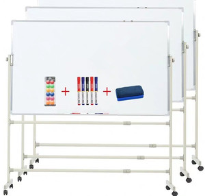 Tableau blanc magnétique mobile de bureau avec tableau effaçable à sec 36x48 pouces Réglable en hauteur et réversible à 360° - Product Image 4