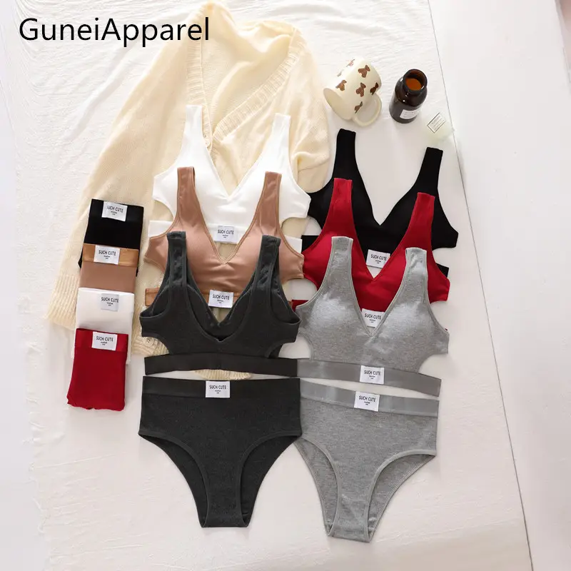 เซ็ตชุดชั้นในและกางเกงใน2ชิ้นหลากสีเซ็ตชุดชั้นในเซ็กซี่ลูกไม้เซ็กซี่กางเกงในบราแบบ3จุดสำหรับผู้หญิง
