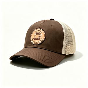 Gorra Trucker Deportiva para Mujer ACE OUTDOORS, Personalizada, Ajustable, con Malla Trasera de Lona, Parche de Cuero con Logotipo de Café Vintage - Product Image 6
