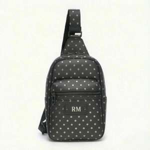 Sac de poitrine noir à pois pour hommes, sac à dos à bandoulière avec fermeture éclair, sac à bandoulière pour les voyages quotidiens - Product Image 1