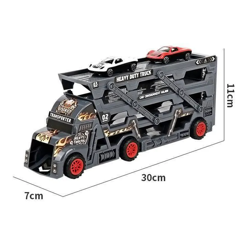 Neues Design Faltbares Metall-LKW-Spielzeug Auswurf auto 6 Metall autos amüsantes Container-LKW-Spielzeug mit DIY-Aufklebern Bestes Geschenk für Kinder