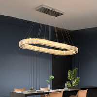 Lustre de salle à manger de luxe léger, design moderne ultra-minimaliste, nouveau modèle 2026, cristal éclatant blanc chaud pour îlot de cuisine