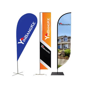 Teardrop Flying Banner Beach Flagpole Sale Now Open House Car Wash Swooper Drapeau de plumes imprimé personnalisé avec base à pointes - Product Image 1