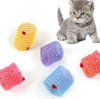Ensemble de jouets pour chat en plastique coloré en forme de spirale, 4 pièces, interactifs, résistants à la mastication, pour l'entraînement et l'exercice des chatons en intérieur