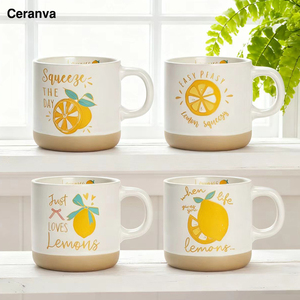 Sản phẩm mới chén gốm đồ đá cốc nước với trái cây chanh in logo đất sét dưới gốm hàng ngày sử dụng cốc cà phê - Product Image 1