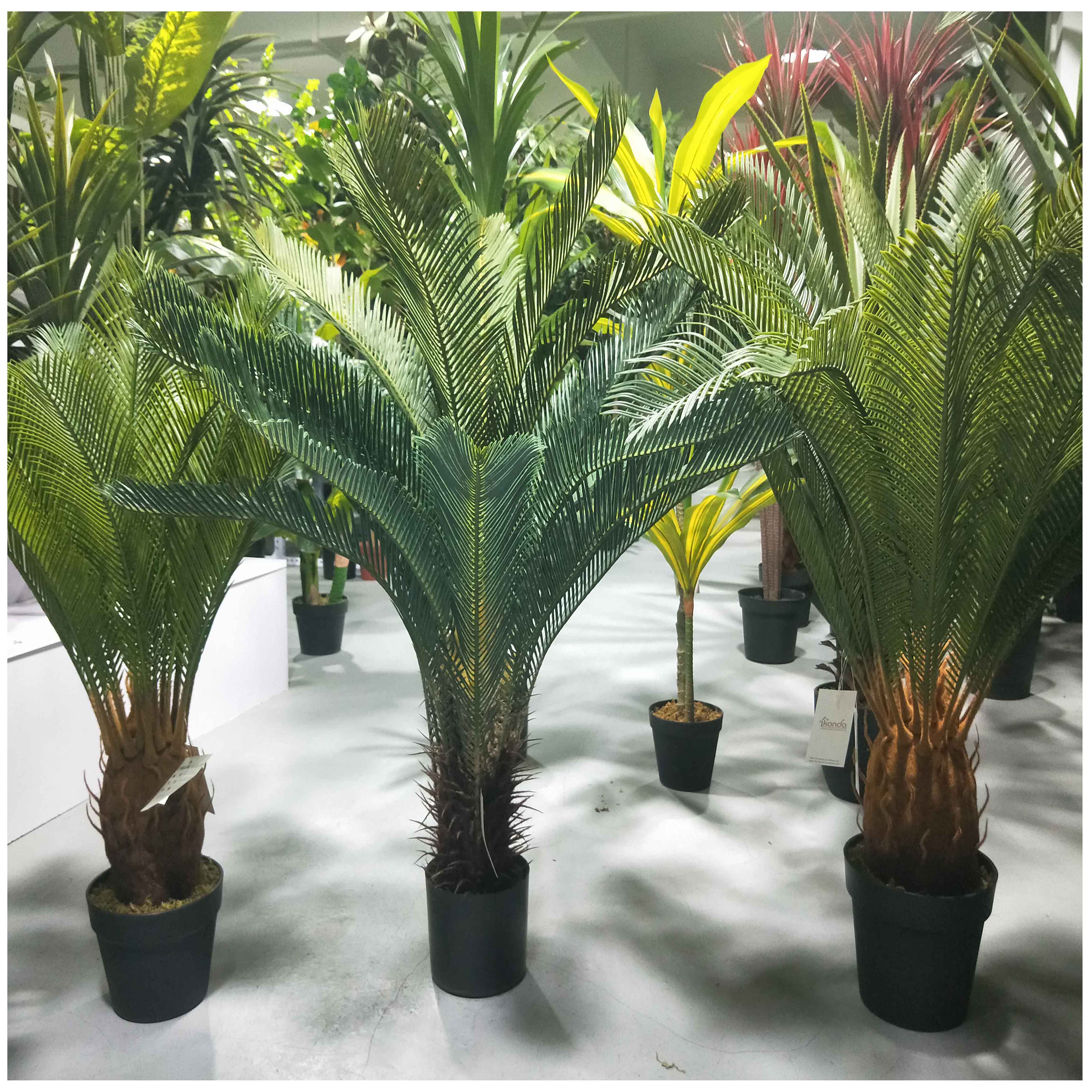 Palmeras artificiales de plástico para decoración de la sala de estar, Cycas Revoluta, bonsái, para el hogar