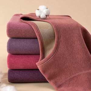 Intimo Termico da <span class=keywords><strong>Donna</strong></span>, Set Invernale Super Spesso, Collo Tondo, Tinta Unita, Pantaloni e Maglia Antifreddo - Product Image 1