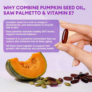 Cápsulas Blandas de Saw Palmetto de Alta Calidad con Aceite de Semilla de Calabaza y Vitamina E, Promueven la Salud de la Próstata y Ayudan al Crecimiento del Cabello - Product Image 5