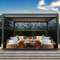 Pergola bioclimatique en aluminium écologique avec revêtement en poudre, pour extérieur, imperméable, toit à lamelles réglables, résistant aux intempéries, pavillon résistant aux intempéries