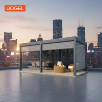 Oase de toit en ville pour la détente des travailleurs, la réflexion des équipes d'affaires, pergola en aluminium, structure imperméable, repas en plein air, UOGEL C7