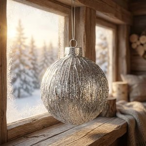 Boules <span class=keywords><strong>de</strong></span> Noël en verre argenté texturé <span class=keywords><strong>de</strong></span> luxe, ornements en feuille métallisée effet cristal <span class=keywords><strong>de</strong></span> glace, sphères suspendues pour sapin <span class=keywords><strong>de</strong></span> Noël avec <span class=keywords><strong>couronne</strong></span> - Product Image 4