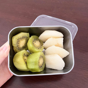 Contenedor de acero inoxidable para almacenar alimentos con tapa, ideal para picnics, almacenamiento de alimentos, refrigeradores y preparación de comidas. - Product Image 1
