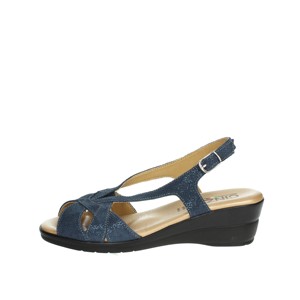 Io17818 sandali estivi con zeppa a punta blu con tacco quadrato e sandali bassi con chiusura stringata e Slip-On soletta in gomma - Product Image 1