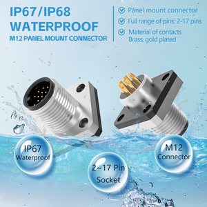 Vuông Mặt bích M12 Bảng điều chỉnh gắn kết nối A/B/D mã nam và nữ đựng 3 4 5 6 8 12 17 pin không thấm nước M12 ổ cắm - Product Image 3