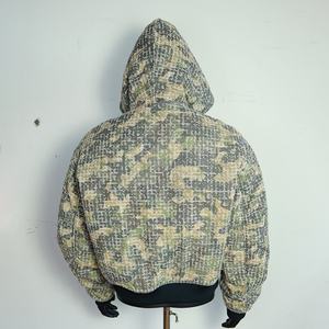 Jacket Manufacturer Customized Cotton Retro <b>Double</b> Zipper Warm <b>Quilted</b> Camouflage Winter Bomber Jacket with Hood Men's Jacket - Product Image 4
