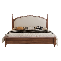 Neues Chinesisches Vintage Massivholz-Queensize-Bett mit Schubladenstruktur, Gepolstertes Kopfteil Zapfenfugen-Plattformbett für Schlafzimmer