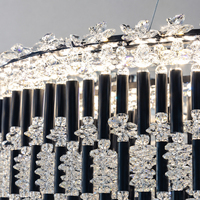 Lustre ovale en cristal transparent en forme de fleur, câble réglable, pour décoration intérieure, salle de maquillage, salon, éclairage de plafond