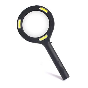 Led <b>Magnifying</b> <b>Glass</b> With <b>Light</b> 3 Cob Lamps Battery Operated Handheld Reading Magnifier For Seniors - Product Image 1