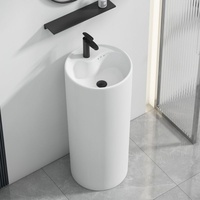 Lavabo sur pied simple nordique, intégré, monobloc, en céramique, pour salle de bain, hôtel, séjour, lavabo