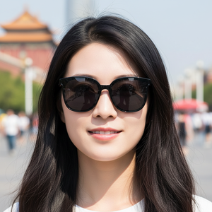 Lunettes de soleil polarisées surdimensionnées de haute qualité pour femmes, monture noire, verres marron/jaune, monture intégrale ovale, protection UV <span class=keywords><strong>FR</strong></span> % - Product Image 1