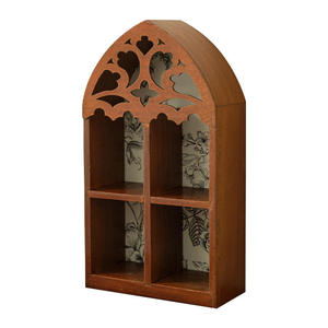 Estante de pared de madera multicapa para manualidades caseras, estante de exhibición de almacenamiento transfronterizo, estante de cristal de fondo hueco, decoración de estante de cristal - Product Image 6