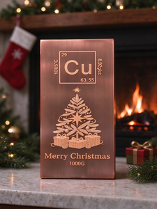 Barra de Cobre Puro de 1 kg .999 con Diseño de Árbol de Navidad para Regalo - Product Image 6