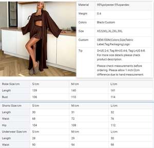 QINSI Sexy Suit Lounge <span class=keywords><strong>Nighty</strong></span> per donna indumenti da notte 3 pezzi di raso con Lingerie Shorts donna pigiama reggiseno tinta lunga vestaglia - Product Image 6