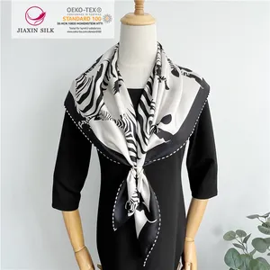 Bufanda de seda estampada para mujer, pañuelo cuadrado de 12 M/M, 100% seda, venta al por mayor, china