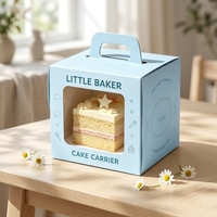 Boîte à gâteau personnalisée avec poignée, boîte d'emballage pliable portable pour gâteau d'anniversaire, boîte à gâteau en papier de qualité alimentaire avec logo personnalisé
