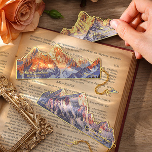 Marcapáginas Metálicos de la Serie Jinshan de Rizhao, Marca Páginas con Diseño de Pintura al Óleo de Paisajes, Marca Páginas con Forma Especial para Estudiantes - Product Image 1