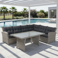 Joyeleisure Ensemble de canapés en rotin moderne 3 pièces, sectionnel en osier avec structure en aluminium, coussins imperméables, couleur personnalisable, pour hôtel et cour
