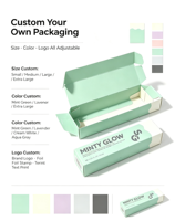 Boîte d'emballage cosmétique oblongue en carton biodégradable, recyclable, faite à la main, auto-érectible, avec poignée pour téléphone portable