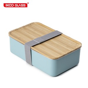 IKOO eco friendly stainless steel bento lunch box with bamboo wood lid