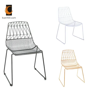 Mobili da ristorante sedia da pranzo sedie in filo metallico verde sedie da ristorante per terrazza all'aperto - Product Image 2